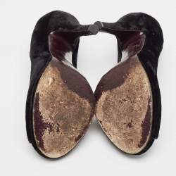 Gucci Black Velvet Peep Toe Pumps Size 36.5