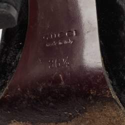Gucci Black Velvet Peep Toe Pumps Size 36.5