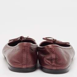 Pre Owned Gucci Burgundy GG Leather Ballet Flats Size 38