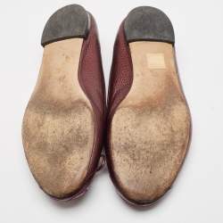 Pre Owned Gucci Burgundy GG Leather Ballet Flats Size 38