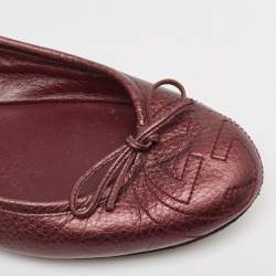 Pre Owned Gucci Burgundy GG Leather Ballet Flats Size 38