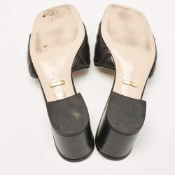 Pre Owned Gucci Black Leather GG Marmont Slide Sandals Size 38