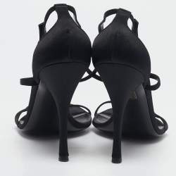 مملوكة مسبقًا Gucci Black Satin Embellished Ankle Strap Sandals Size 40