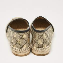 Pre Owned Gucci Beige/Brown GG Supreme Canvas Bee Print Espadrille Flats Size 38.5
