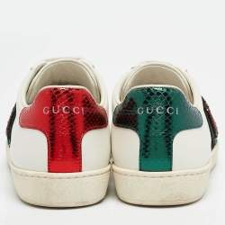 Gucci White Leather Lip Ace Low Top Sneakers Size 36.5