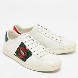 Gucci White Leather Lip Ace Low Top Sneakers Size 36.5
