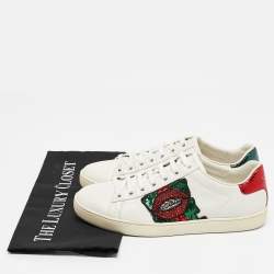 Gucci White Leather Lip Ace Low Top Sneakers Size 36.5