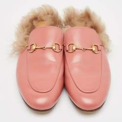 Pre Owned صندل غوتشي برينستاون  فرو وجلد وردي مقاس 40