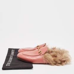 Pre Owned صندل غوتشي برينستاون  فرو وجلد وردي مقاس 40