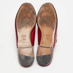 Pre Owned Gucci Red Leather Princetown Flat Mules Size 38.5