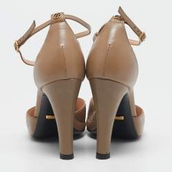 Pre Owned Gucci Brown Leather Mary Jane Pumps Size 36