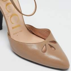Pre Owned Gucci Brown Leather Mary Jane Pumps Size 36