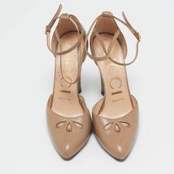 Pre Owned Gucci Brown Leather Mary Jane Pumps Size 36