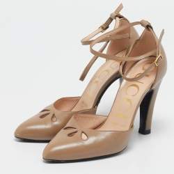 Pre Owned Gucci Brown Leather Mary Jane Pumps Size 36