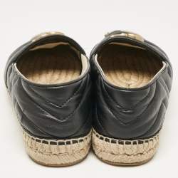 Pre Owned Gucci Black Matelassé Leather GG Marmont Espadrille Flats Size 40