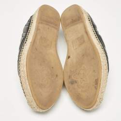 Pre Owned Gucci Black Matelassé Leather GG Marmont Espadrille Flats Size 40