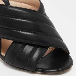 Pre Owned Gucci Black Quilted Leather Snake Embellished Slide Sandals Size 39