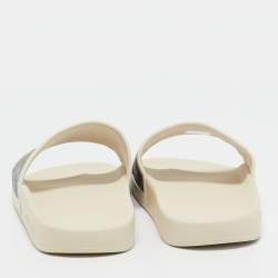 Gucci Cream/Brown GG Supreme Canvas Blooms Flat Slides Size 38