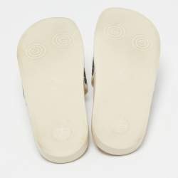 Gucci Cream/Brown GG Supreme Canvas Blooms Flat Slides Size 38