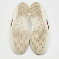 Gucci White Leather Faux Pearl and Spikes Embellished Ace Low Top Sneakers Size 38