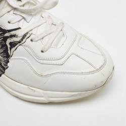 Gucci White Leather Mystic Cat Rhyton Low Top Sneakers Size 40