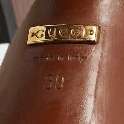 Pre Owned Gucci Brown Leather Horsebit Ankle Strap Sandals Size 39