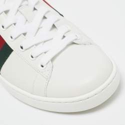 Gucci White Leather Bee Embroidered Ace Sneakers Size 36