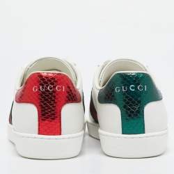 Gucci White Leather Bee Embroidered Ace Sneakers Size 36
