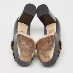 مملوكة مسبقًا Gucci Black Leather GG Marmont Fringed Platform Pumps Size 36