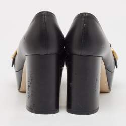 مملوكة مسبقًا Gucci Black Leather GG Marmont Fringed Platform Pumps Size 36