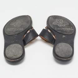 Pre Owned Gucci Black Leather GG Marmont Thong Flats Size 41