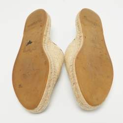 Pre Owned Gucci Beige Matelasse Raffia GG Marmont Espadrille Mules Size 38