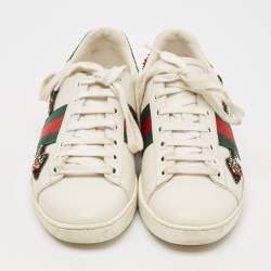 Pre Owned حذاء رياضي غوتشي آيس جلد أبيض مزين سهم مقاس 35