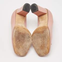 مملوكة مسبقًا Gucci Pink Leather Jolene Block Heel Pumps Size 37.5