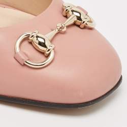 مملوكة مسبقًا Gucci Pink Leather Jolene Block Heel Pumps Size 37.5