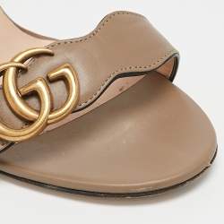 Gucci Grey Leather Horsebit Ankle Strap Sandals Size 39