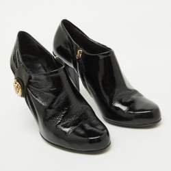 Gucci Black Patent Leather Hysteria Ankle Booties Size 38.5