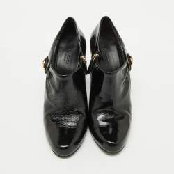 Gucci Black Patent Leather Hysteria Ankle Booties Size 38.5