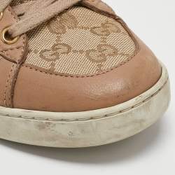 Gucci Beige Canvas and Leather Brooklyn High Top Sneakers Size 37