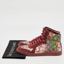 مملوكة مسبقًا Gucci Multicolor GG Floral Canvas And Suede Leather High Top Sneakers Size 40