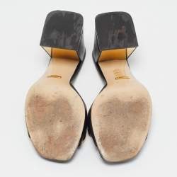 مملوكة مسبقًا Gucci Black Leather Horsebit Slide Sandals Size 37.5
