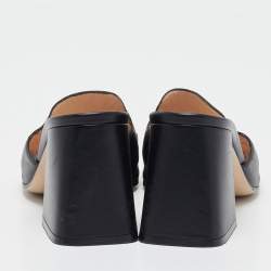 مملوكة مسبقًا Gucci Black Leather Horsebit Slide Sandals Size 37.5