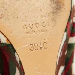 Gucci Multicolor Pattern Velvet Platform Wedge Pumps Size 39.5