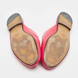 Pre Owned Gucci Pink Leather Princetown Flat Mules Size 39