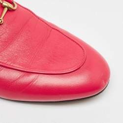 Pre Owned Gucci Pink Leather Princetown Flat Mules Size 39