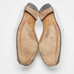 Pre Owned Gucci Silver Leather Jordaan Loafers Size 38