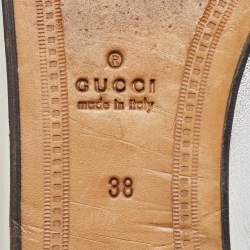 Pre Owned Gucci Silver Leather Jordaan Loafers Size 38