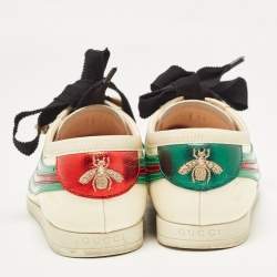Gucci Multicolor Patent Leather Crystal Embellished Falacer Sneakers Size 36
