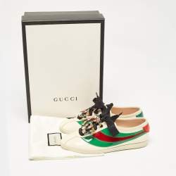 Gucci Multicolor Patent Leather Crystal Embellished Falacer Sneakers Size 36