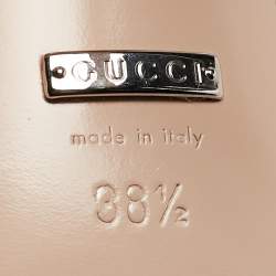 Pre Owned Gucci Gold Leather GG Chain Embellished Ankle Strap Sandals Size 38.5